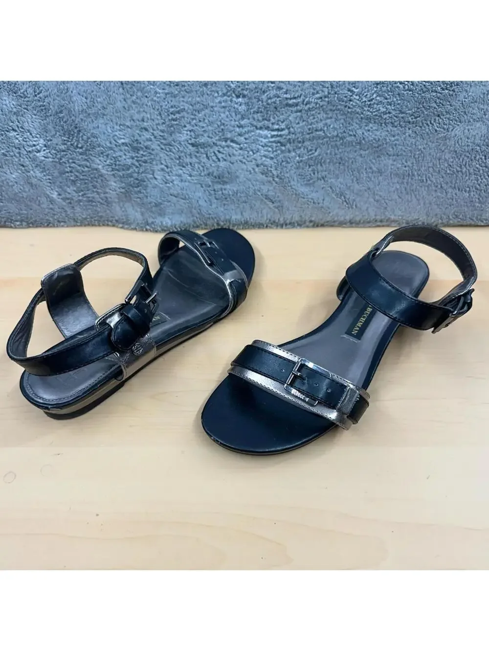 Dana Buchman Black & Silver Buckle Slingback Sandals